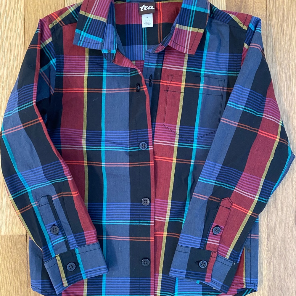 Tea Collection Multicolor Plaid Button Down Shirt